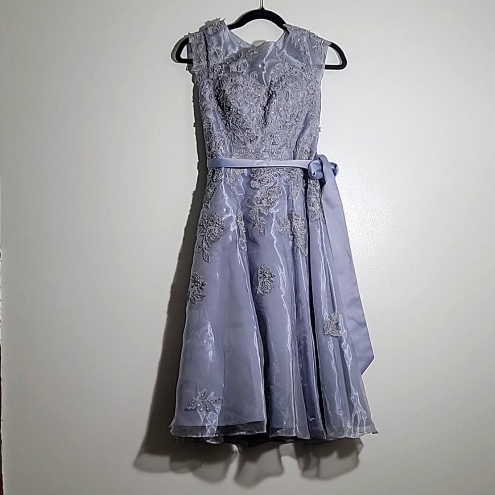 Size 2 formal long grey sparkle dress